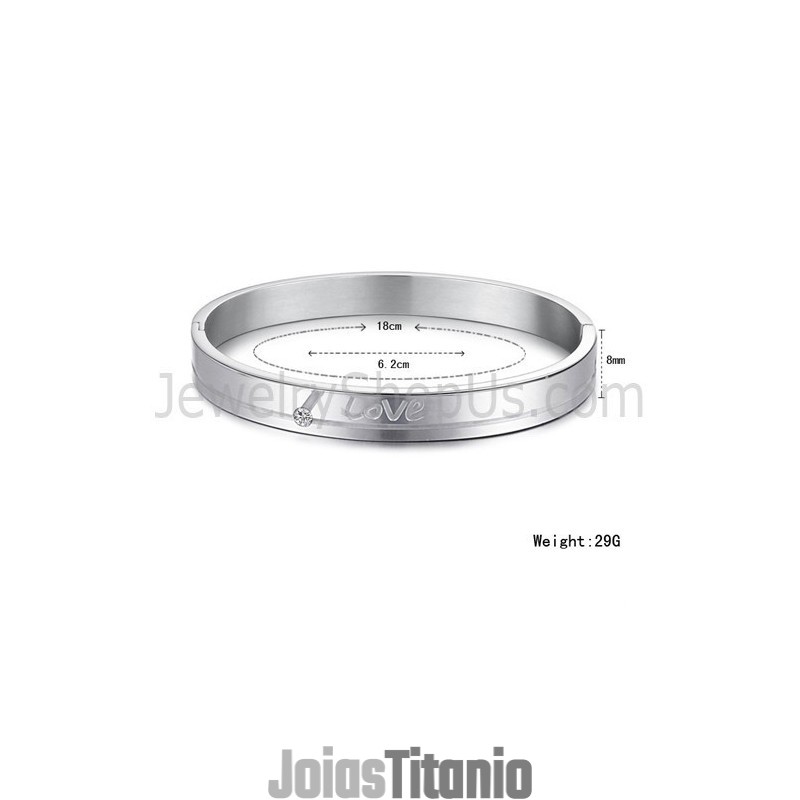 Pulseiras De Casal "Love" De Tatanium Com Strass C874 Pulseiras De Casal "Love" De Tatanium Com Strass C874