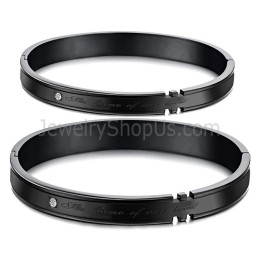 Pulseiras De Casal De Tatanium Com Strass (Preto E Ouro Rosa) C731