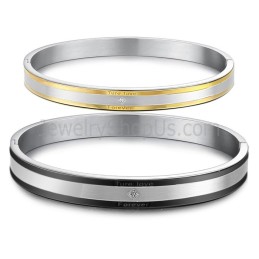 Pulseiras De Casal "Amor Verdadeiro Para Sempre" Pretas E Douradas Com Strass, Tamanho C875