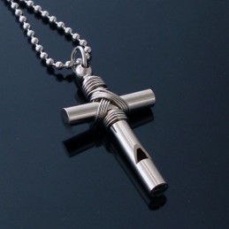 Pingente De Apito Com Cruz Masculina - Presente - Corrente Grátis