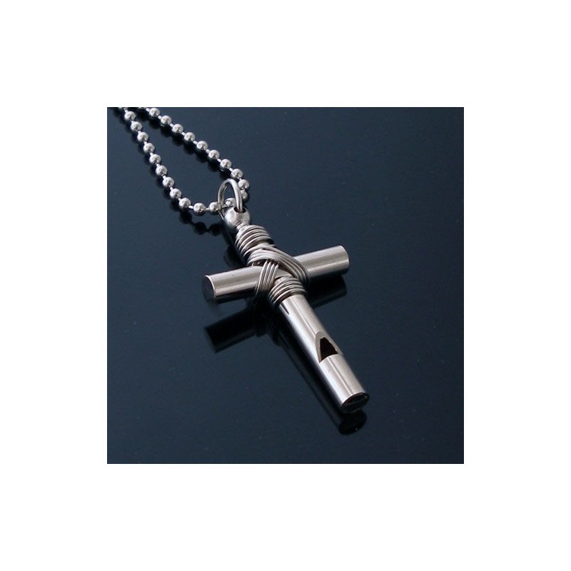 Pingente De Apito Com Cruz Masculina - Presente - Corrente Grátis