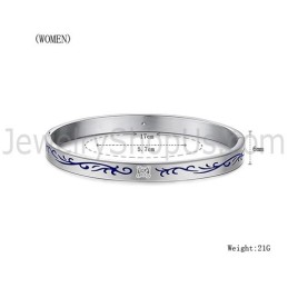 Pulseiras De Casal De Tatanium Com Flores Azuis C858
