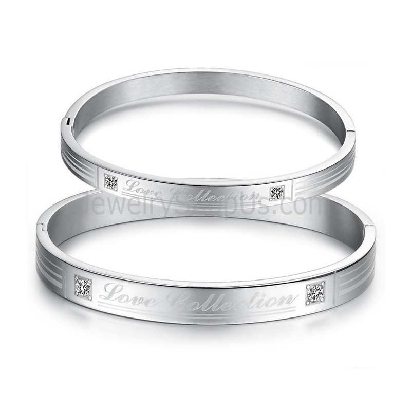 Pulseiras De Casal "Love Collection" De Tatanium Com Strass C849