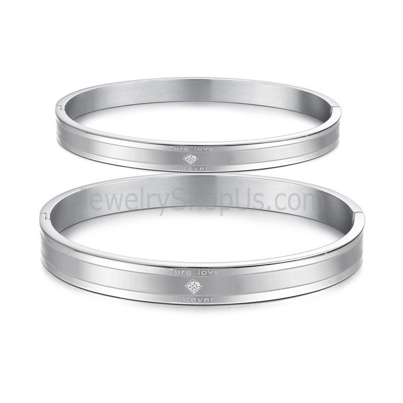 Pulseiras De Casal Tatanium "Ture Love Forever" Com Strass C861 Pulseiras De Casal Tatanium "Ture Love Forever" Com Strass C861