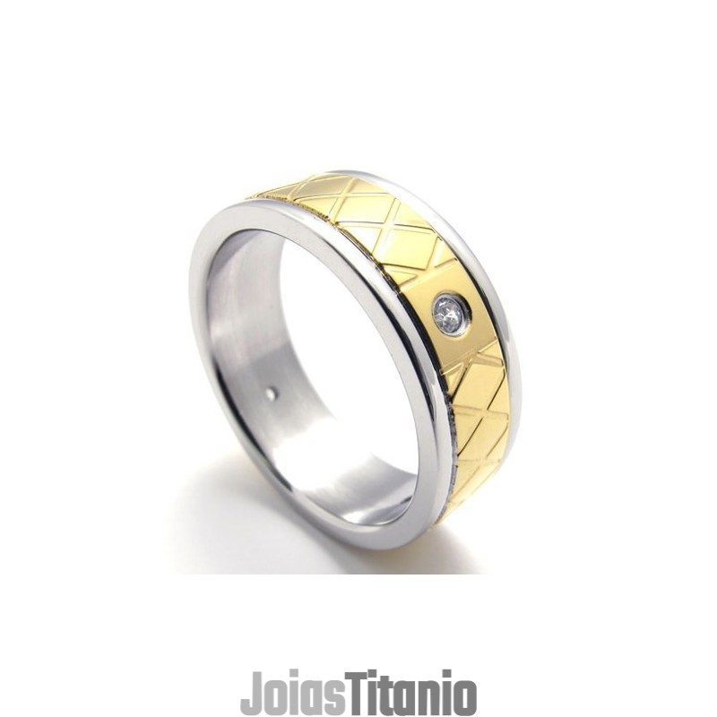 Anel De Ouro E Diamante De Titânio