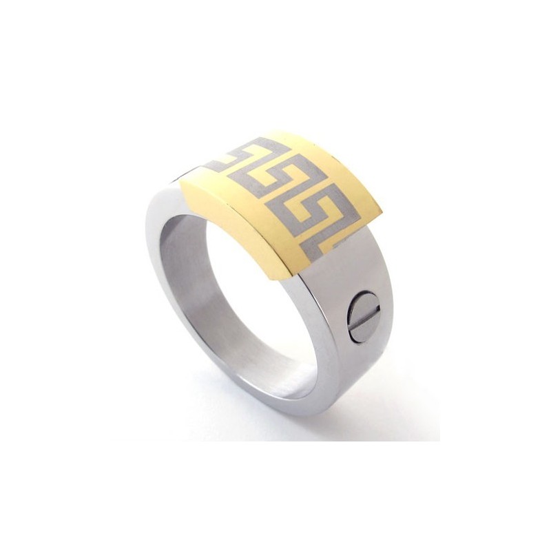 Anel De Titânio Com Detalhes Em Ouro