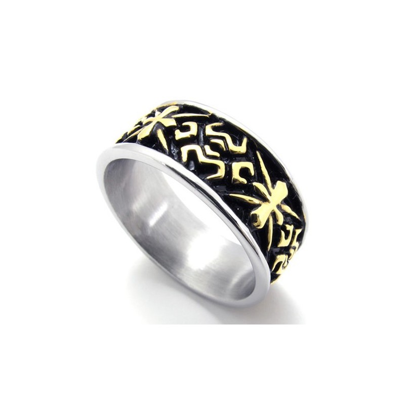 Anel De Titânio Vintage Dourado Anel De Titânio Vintage Dourado
