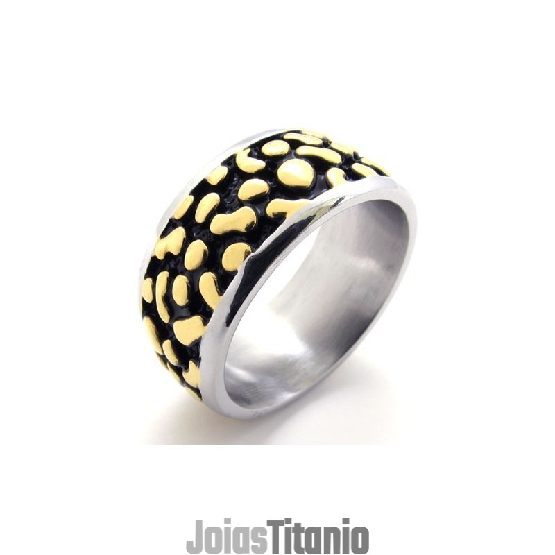 Anel De Titânio Vintage Dourado Anel De Titânio Vintage Dourado
