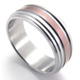 Anel De Titânio Em Ouro Rosa