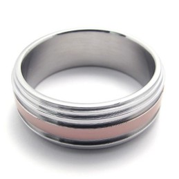 Anel De Titânio Em Ouro Rosa