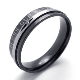 Anel De Titânio Preto Com Diamante