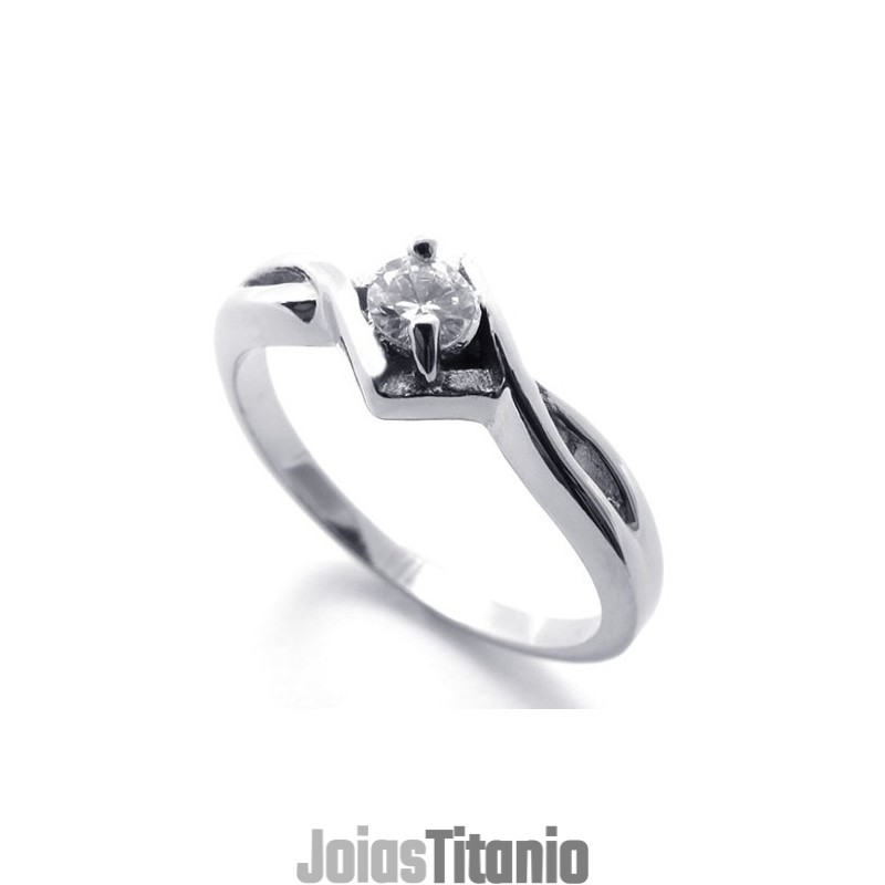 Anel De Titânio Com Diamante Feminino