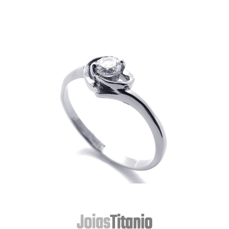 Anel De Titânio Com Diamante Para Mulheres