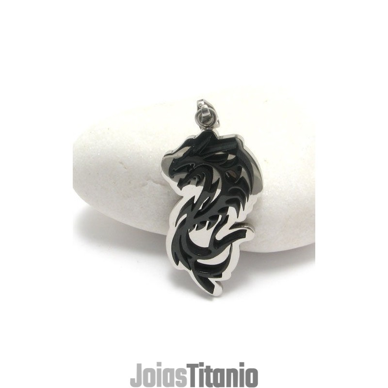 Colar Com Pingente De Titânio Puro Dragão Negro Masculino Colar Com Pingente De Titânio Puro Dragão Negro Masculino