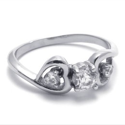 Anel De Titânio Com Diamante Para Mulheres