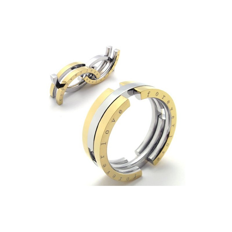 Anel De Titânio Dourado Quebra-Cabeça Anel De Titânio Dourado Quebra-Cabeça
