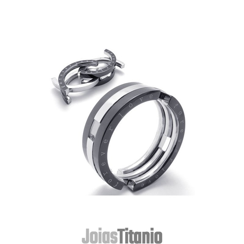 Anel De Titânio Preto Quebra-Cabeça Anel De Titânio Preto Quebra-Cabeça