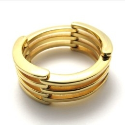 Anel De Titânio Quebra-Cabeça Dourado