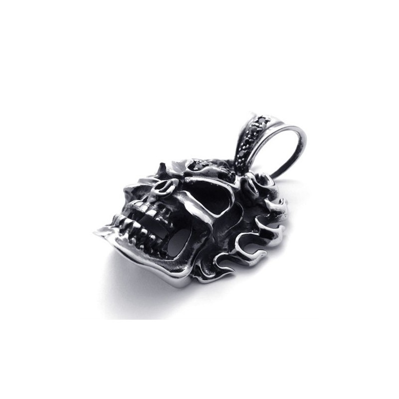Pingente De Titânio Com Caveira E Diamante Negro Pingente De Titânio Com Caveira E Diamante Negro