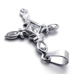 Pingente De Cruz De Titânio Com Diamante Cruzado