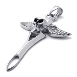 Pingente De Titânio Com Caveira Em Cruz