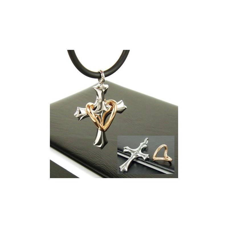 Pingente De Titânio Puro Com Cruz Em Forma De Coração Para Homem - Corrente Grátis