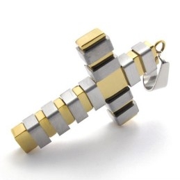 Pingente De Cruz De Titânio Dourado