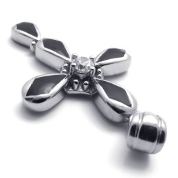 Pingente De Cruz De Titânio Com Diamante