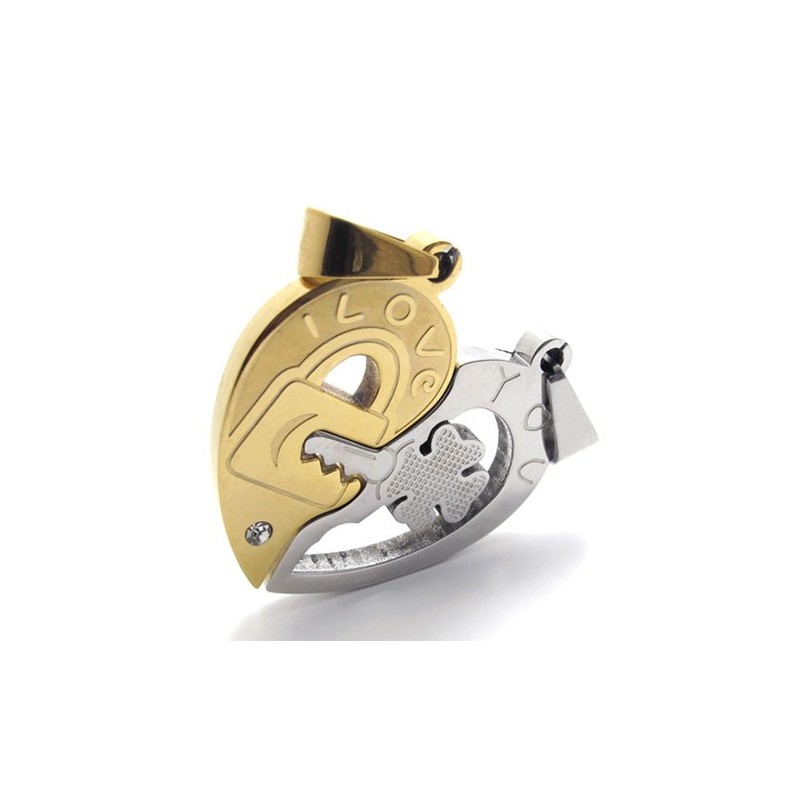 Pingente De Titânio Gold Accent Lovers Pingente De Titânio Gold Accent Lovers
