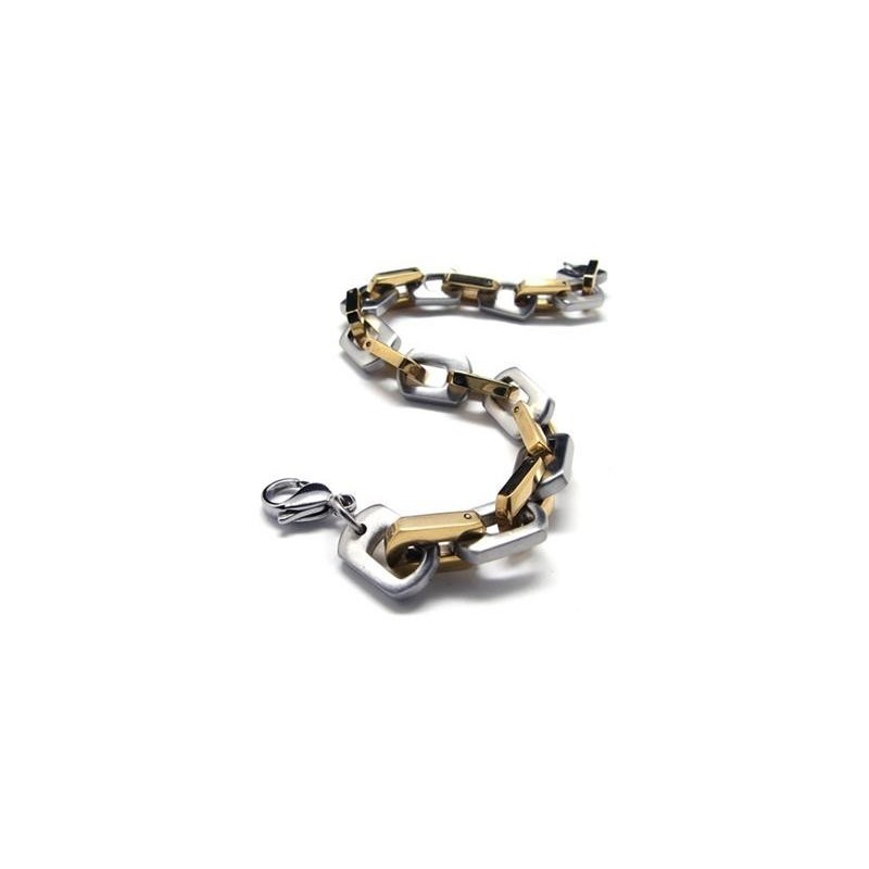 Pulseira Masculina De Titânio Puro E Dourado
