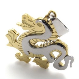 Pingente De Dragão Dourado Em Titânio