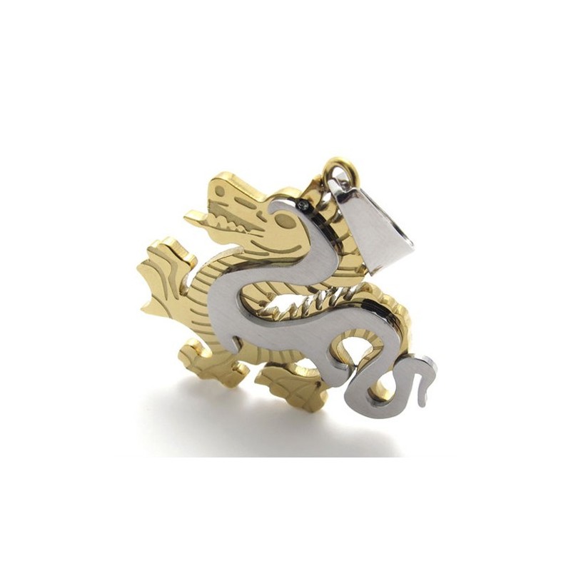 Pingente De Dragão Dourado Em Titânio