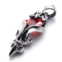 Pingente De Titânio Com Diamante Vermelho