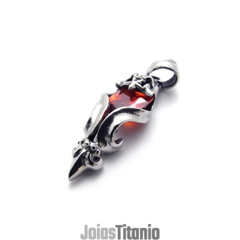 Pingente De Titânio Com Diamante Vermelho Pingente De Titânio Com Diamante Vermelho
