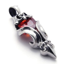 Pingente De Titânio Com Diamante Vermelho