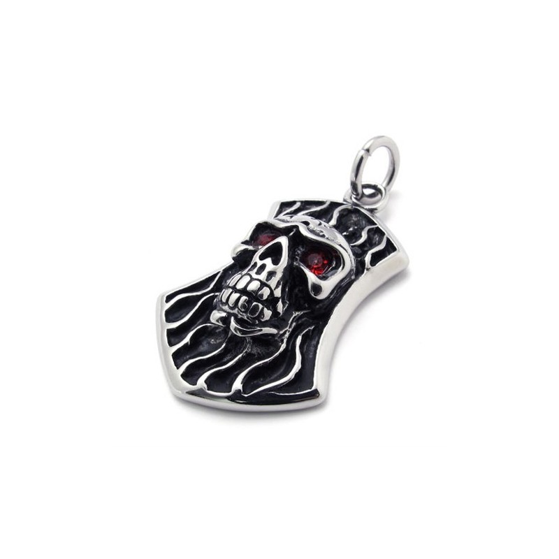 Pingente De Titânio Com Caveira E Diamante Vermelho Pingente De Titânio Com Caveira E Diamante Vermelho
