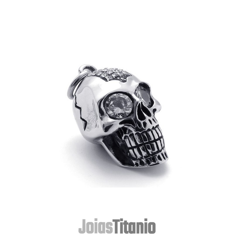 Pingente De Titânio Com Caveira De Diamante
