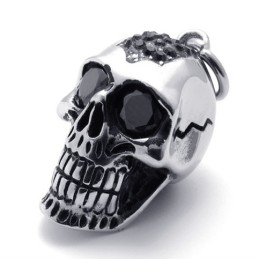 Pingente De Titânio Com Caveira E Diamante Negro