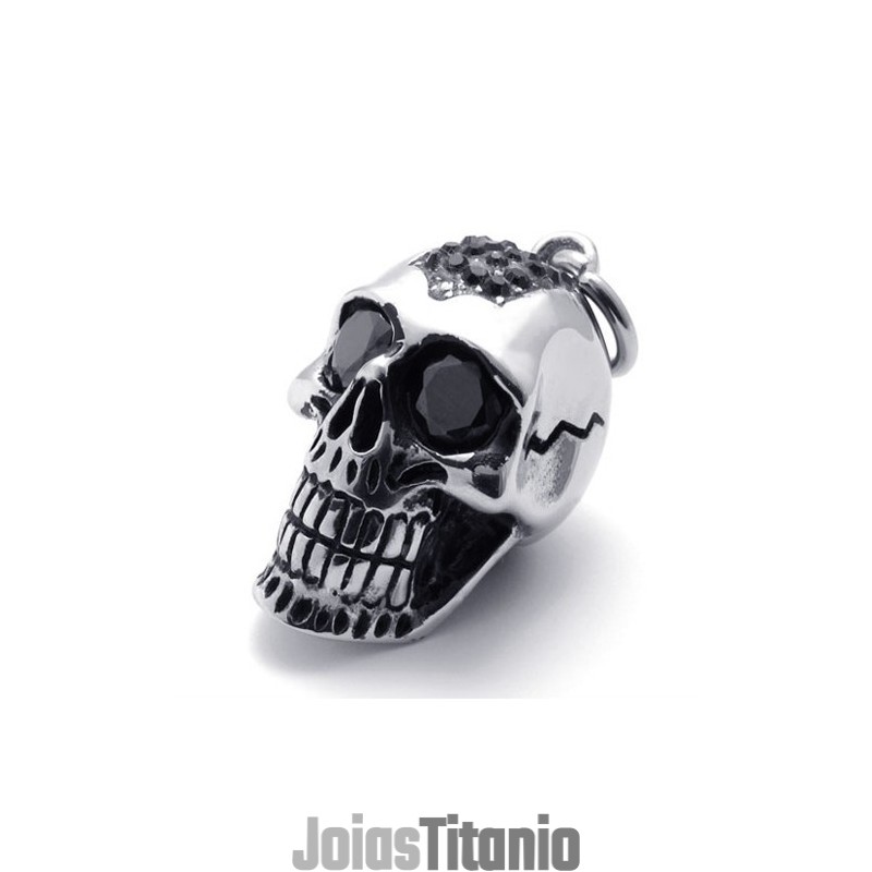 Pingente De Titânio Com Caveira E Diamante Negro Pingente De Titânio Com Caveira E Diamante Negro