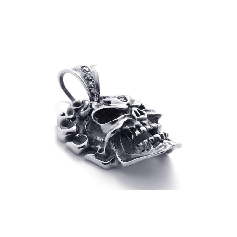 Pingente De Titânio Com Caveira E Diamante