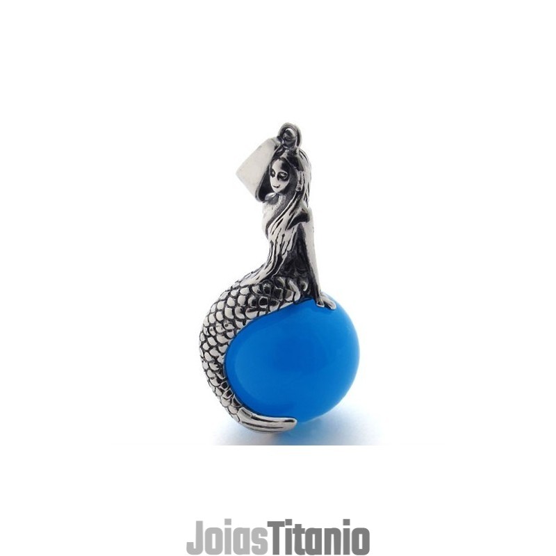 Pingente De Titânio Com Gema De Sereia Pingente De Titânio Com Gema De Sereia