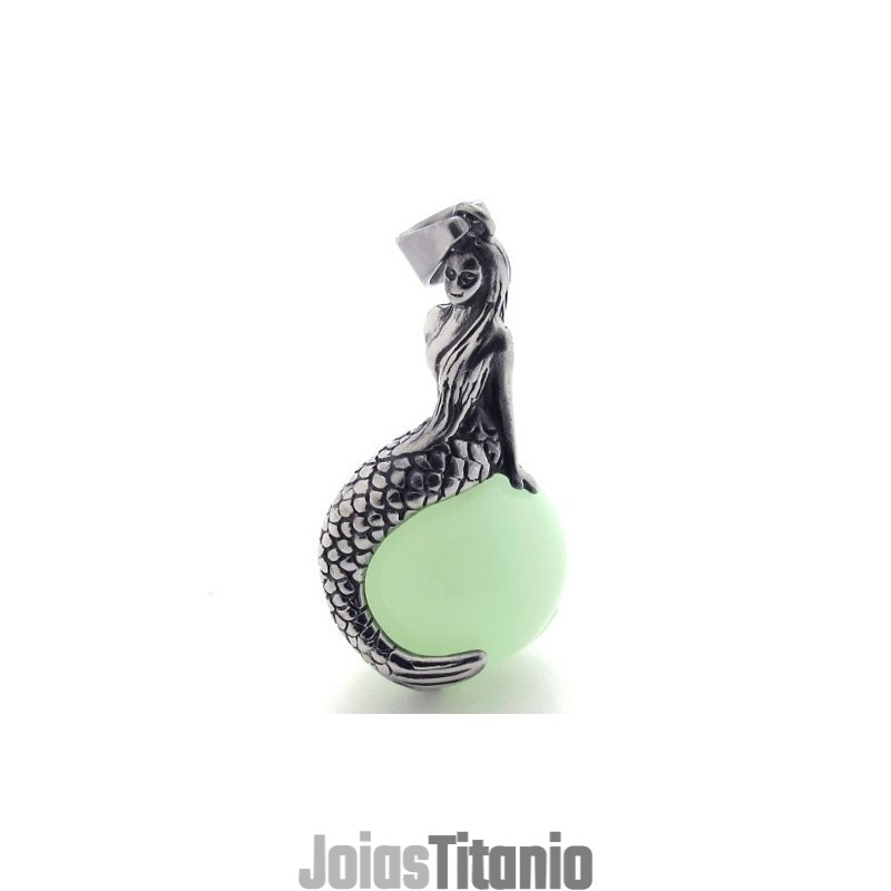 Pingente De Titânio Com Gema De Sereia Pingente De Titânio Com Gema De Sereia