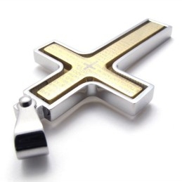 Pingente De Cruz De Titânio Dourado