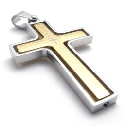 Pingente De Cruz De Titânio Dourado
