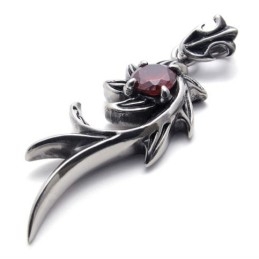Pingente De Titânio Sereia Com Diamante Vermelho