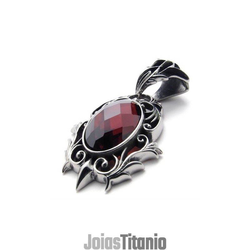Pingente De Titânio Com Pedra Preciosa Vermelha Pingente De Titânio Com Pedra Preciosa Vermelha