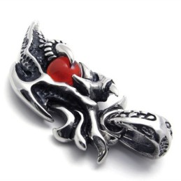 Pingente De Titânio Com Gema Vermelha Wings