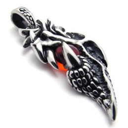 Pingente De Titânio Com Gema Vermelha Wings