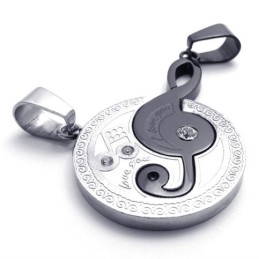 Pingente De Titânio Black Musical Note Lovers