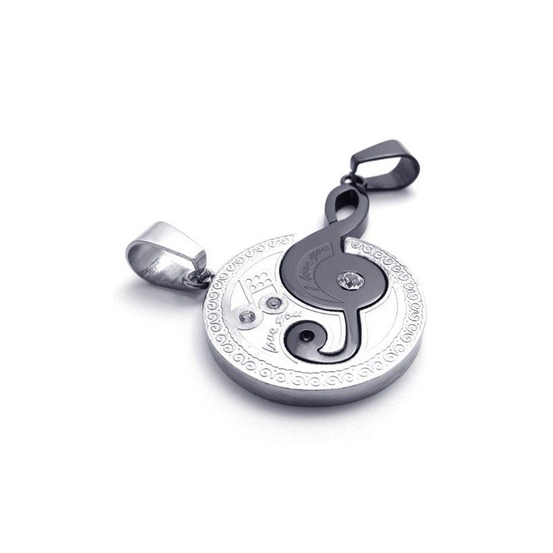 Pingente De Titânio Black Musical Note Lovers Pingente De Titânio Black Musical Note Lovers